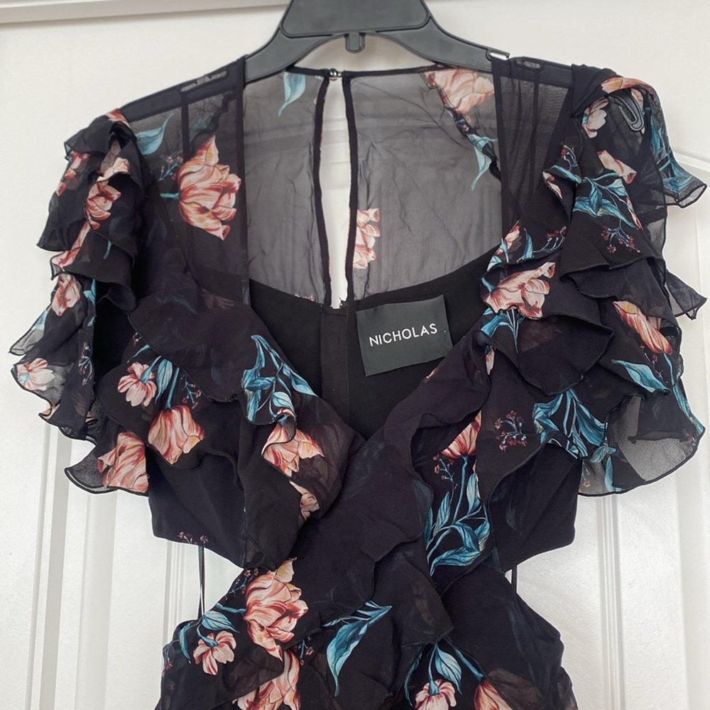 NICHOLAS 'Piper' Flowy Ruffle Cutout
Maxi Silk Dress, Size 4($850) - Picture 6 of 15